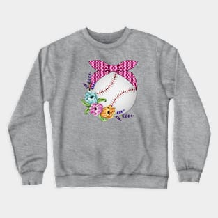 Baseball Floral Design Crewneck Sweatshirt